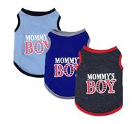 MeiAOBest 3PCS Pet Vest,Cat Dog Sleeveless T-Shirt Summer Mommy's Boy Prince Print Puppy Tank Costume_L(Mommy's Boy)