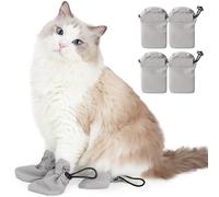 MeiAOBest 4 PCS Waterproof Pet Anti Scratch Booties,Adjustable Cat Dog Claw Protect Covers Grooming Booties Pet Indoor Outdoor Walking Anti Dirty Shoes Quiet Socks