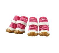 MeiAOBest 4PCS Dogs Breathable Mesh Shoes,Summer Anti Slip Boots Pet Paw Protection Cove Dog Outdoor Anti-Dirt Anti Scalding Walking Footwear_1#(Pink)