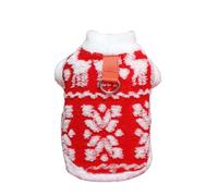 MeiAOBest Cat Dog Christmas Sweater,Pet Winter Warm Vest Puppy Xmas Snowflake Deer Costume with D-ing,Puppy New Year Plush Dress Up Clothing Pullover Jumper_XL(Red)