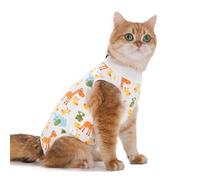 MeiAOBest Cat Recovery Suit,Pet Weaning Neutering Anti-Lick Shirts Vest Kitten Abdominal Wounds Protection Bodysuit_M(Giraffe)