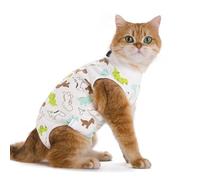 MeiAOBest Cat Recovery Suit,Pet Weaning Neutering Anti-Lick Shirts Vest Kitten Abdominal Wounds Protection Bodysuit_L(Rotating Dinosaur)