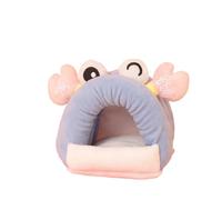 MeiAOBest Cozy Warm Hamster Bed,Winter Guinea Pig Hut Samll Pet Sleeping House,Cute Animal Shaped Snuggle Cave for Little Rabbits,Guinea Pigs,Hamsters,Chinchilla,Sugar Gliders_M(Blue Crab)
