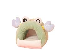 MeiAOBest Cozy Warm Hamster Bed,Winter Guinea Pig Hut Samll Pet Sleeping House,Cute Animal Shaped Snuggle Cave for Little Rabbits,Guinea Pigs,Hamsters,Chinchilla,Sugar Gliders_S(Green Crab)
