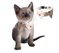 MeiAOBest Cute Cat Puppy Collar with D-Ring,Adjustable Quick Release Pet Shirt Collar Bandana with Bell Pendant for Cat Puppy Small Dog_White flower