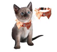 MeiAOBest Cute Cat Puppy Collar with D-Ring,Adjustable Quick Release Pet Shirt Collar Bandana with Bell Pendant for Cat Puppy Small Dog_Orange