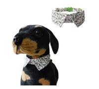 MeiAOBest Cute Cat Puppy Collar with D-Ring,Adjustable Quick Release Pet Shirt Collar Bandana with Bell Pendant for Cat Puppy Small Dog_Green Dinosaur