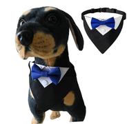 MeiAOBest Dog Formal Tuxedo Bandana,Adjustable Pet Bow Tie Bib Quick Release Buckle Triangular Scarf Dog Birthday Party Valentines Bowtie Scarf Party Tux Coallr_M(Blue 3)