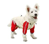 MeiAOBest Dog Full Coverage Raincoat with Traction Holes,Lightweight Waterproof Windproof Dog Coat with Reflective Stripes,Pet Rainwear Poncho Jacket for Small Medium Dogs_L(Red)