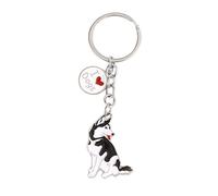 MeiAOBest Dog ID Tag,Dog Lovers Keyring Gifts,Cute Metal Dog Pattern Key-Ring Small Dog Puppy Keychain Keyfob Bag Pendant Present_Husky