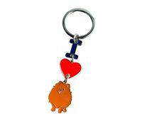 MeiAOBest Dog Keyring,I Love Dog Pendant Key-ring,Metal Pet ID Tags Keychain Keyfob Key Tags Dog Lovers Keychain Gift_Brown Pomeranian
