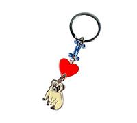 MeiAOBest Dog Keyring,I Love Dog Pendant Key-ring,Metal Pet ID Tags Keychain Keyfob Key Tags Dog Lovers Keychain Gift_Pug