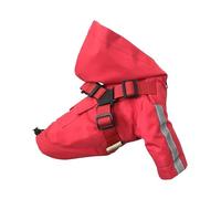 MeiAOBest Dog Raincoat with Harness,Adjustable Drawstring Waterproof Hooded Dog Coat Jacket,Pet Poncho with Reflective Stripe for Small Medium Dogs_XL(Red)