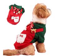 MeiAOBest Dog Santa Claus Sweater,Pet Xmas Dress Up Vest Soft Warm Fleece Dog Pullover,Cold Weather Pet 2-Leg Coat Holiday Dress Up Hoodie for Cat Puppy Small Dog_S(Red)