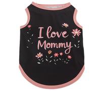 MeiAOBest Dog Summer Vest,Lightweight Breathable Dog T-Shirt I Lover Mom Dad Print Pet Boy Girl Sleeveless Tank Top for Cat Puppy Small Medium Dogs_M(Black-FlowerMM)