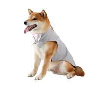 MeiAOBest Dog Tuxedo Tie Suit,Pet Linen Wedding Outfit Detachable Bandana Collar Shirt with D-Ring,Formal Tailcoat Vest Dog Birthday Party Costume_S(Gray)