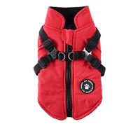 MeiAOBest Dog Warm Coats Jackets, Dog Harness and Coat Zipper 2 in 1 Winter Jacket No Pull Dog Vest Harness Outfit Coats for Puppy Small Medium Dogs (Large, Red)