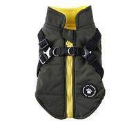 MeiAOBest Dog Warm Coats Jackets, Dog Harness and Coat Zipper 2 in 1 Winter Jacket No Pull Dog Vest Harness Outfit Coats for Puppy Small Medium Dogs (X-Large, Green)