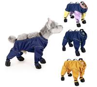 MeiAOBest Dog Waterproof Anti Dirty Non-Slip Four Leg Pants Boots with Suspenders Reflective,Adjustable Dog Paw Abdominal Protection Cover Outdoor Walking Hiking Bootie for Small Medium Dogs_XL(Blue)