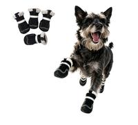 MeiAOBest Dog Winter Warm Boots, Anti-Slip Paw Protectors Shoes_Black_3# | Soft PU Sole, Plush Lined Pet Booties with Reflective Strips,Dog Indoor Quiet Claw Cover Outdoor Walking Shoes