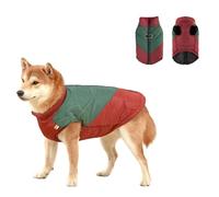 MeiAOBest Dog Winter Warm Coat with D-Ring,Slightly Waterproof Pet Color Blocking Jacket Dog Cold Weather Clothing for Small Medium Large Dogs_XL(Wine Red & Green)