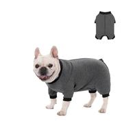 MeiAOBest Fat Dog Clothes,Elastic French Bulldog 4 Legged Pajamas Pet Anti-Hair Onesies Lovely Dog Outfit Jumpsuit for Small Medium Dogs_XL(Dark Gray)