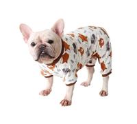MeiAOBest Fat Dog Clothing,French Bulldog Four legged Pajamas Soft Cotton Pug Onesies Jumpsuit Costume for Cats Puppy Small Medium Dog_M(Brown)
