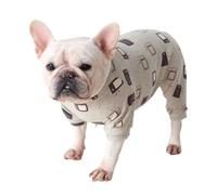 MeiAOBest Fat Dog Clothing,Soft Cotton French Bulldog Pajamas,Pug Four legged Jumpsuit Onesies Costume for Cats Puppy Small Medium Dog_L(Gray)