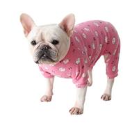 MeiAOBest Fat Dog Clothing,Soft Cotton French Bulldog Pajamas,Pug Four legged Jumpsuit Onesies Costume for Cats Puppy Small Medium Dog_M(Pink)