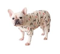 MeiAOBest Fat Dog Clothing,Soft Cotton French Bulldog Pajamas,Pug Four legged Jumpsuit Onesies Costume for Cats Puppy Small Medium Dog_M(Orange)