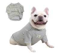 MeiAOBest Fat Dog Stripes Pajamas,Super Elastic French Bulldog Thickening Sweatshirt Pug Autumn Winter Warm Pullover Vest Sweater for Small Medium Dog_M(White)