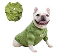 MeiAOBest Fat Dog Stripes Pajamas,Super Elastic French Bulldog Thickening Sweatshirt Pug Autumn Winter Warm Pullover Vest Sweater for Small Medium Dog_L(Olive Green)