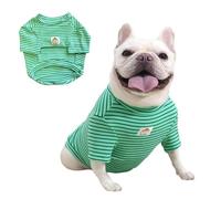 MeiAOBest Fat Dog Stripes Pajamas,Super Elastic French Bulldog Thickening Sweatshirt Pug Autumn Winter Warm Pullover Vest Sweater for Small Medium Dog_2XL(Green)