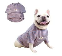 MeiAOBest Fat Dog Stripes Pajamas,Super Elastic French Bulldog Thickening Sweatshirt Pug Autumn Winter Warm Pullover Vest Sweater for Small Medium Dog_S(Pink)