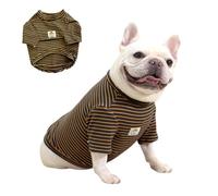 MeiAOBest Fat Dog Stripes Pajamas,Super Elastic French Bulldog Thickening Sweatshirt Pug Autumn Winter Warm Pullover Vest Sweater for Small Medium Dog_XL(Brown)