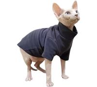 MeiAOBest Hairless Cat Fleece Jumper,Sphynx Cat Warm Jacket_M(Navy Blue)