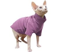 MeiAOBest Hairless Cat Fleece Jumper,Sphynx Cat Warm Jacket_M(Purple)