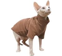 MeiAOBest Hairless Cat Fleece Jumper,Sphynx Cat Warm Jacket_S(Brown)