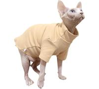 MeiAOBest Hairless Cat Fleece Jumper,Sphynx Cat Warm Jacket_S(Skin Yellow)