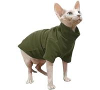 MeiAOBest Hairless Cat Fleece Jumper,Sphynx Cat Warm Jacket_XL(Army Green)
