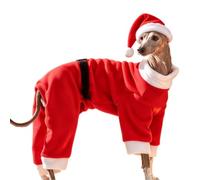 MeiAOBest Italian Greyhound & Whippet Santa Fleece Onesie Hat Set_3XL | Turtleneck Warm Sighthound Christmas Outfit,4-Leg Full Body Pet Xmas Cosplay Costume