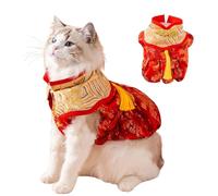 MeiAOBest Pet Chinese New Year Costume,Cat Dog Tang Suit Cheongsam Warm Coat Puppy Festival Dress Up Christmas Clothes Teddy Bichon Birthday Party Bow Tassle Skirt_2XL(Style-6)