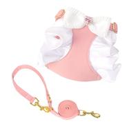 MeiAOBest Pet Harness,Cute Flying Sleeve Dog Harness Leash Set with Bow,Breathable Adjustable Dog Vest Traction Set for Cat Puppy Small Medium Dogs_M(Pink)