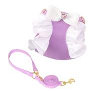 MeiAOBest Pet Harness,Cute Flying Sleeve Dog Harness Leash Set with Bow,Breathable Adjustable Dog Vest Traction Set for Cat Puppy Small Medium Dogs_XS(Purple)
