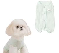 MeiAOBest Pet Recovery Suit,Cat Dog After Surgery Anti-Licking Bodysuit Cone Collar Alternative,Knitted Breathable Abdominal Protection Clothing for Cat Puppy Small Dogs_L(Green)