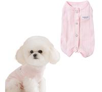 MeiAOBest Pet Recovery Suit,Cat Dog After Surgery Anti-Licking Bodysuit Cone Collar Alternative,Knitted Breathable Abdominal Protection Clothing for Cat Puppy Small Dogs_S(Pink)