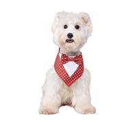 MeiAOBest Pet Tuxedo Bandana,Formal Dog Wedding Bandana Collar with Bow,Adjustable Dog Birthday Party Costume Grid Love Bib Scarf for Cat Puppy Small Medium Dogs_L(Red)