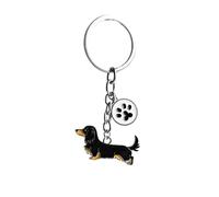 MeiAOBest Realistic Big Dog Keychain,Dog lovers Key-Ring Cute Metal Dog ID Tag Pendant Keyfob Bag Charm_Dachshund Black
