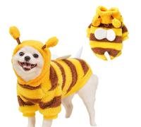 MeiAOBest Small Dog Cosplay Bee Hoodie Sweater,Funny Warm Pet Dress Up Hooded Coat with D-Ring,Chihuahua Yorkshire Halloween Party Outfit_L