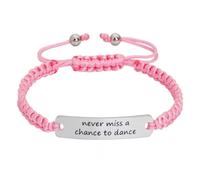 Meiba Dancer Gift Braided Rope ID Bracelet Engraved Never Miss a Chance to Dance Adjustable Bracelet Gift for Dance Teacher, Adjustable, Nylon, no gemstone